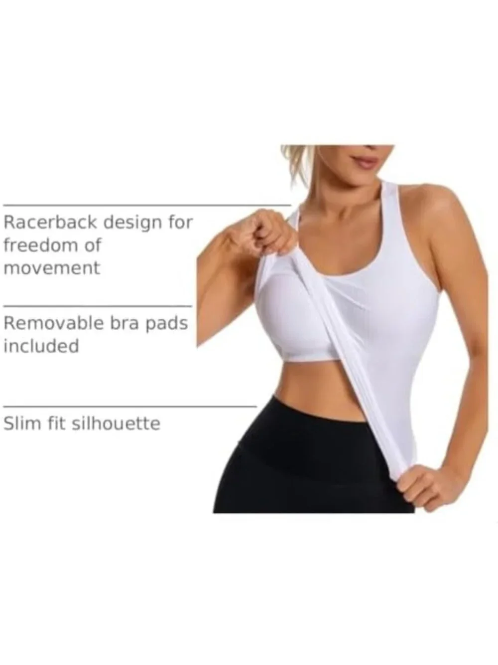 Ribbed Workout Tank Top for Women with Built-In Bra | Activewear & Fitness Top